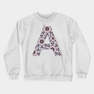 Dark Floral Mandala Capital Letter A Grey Crewneck Sweatshirt